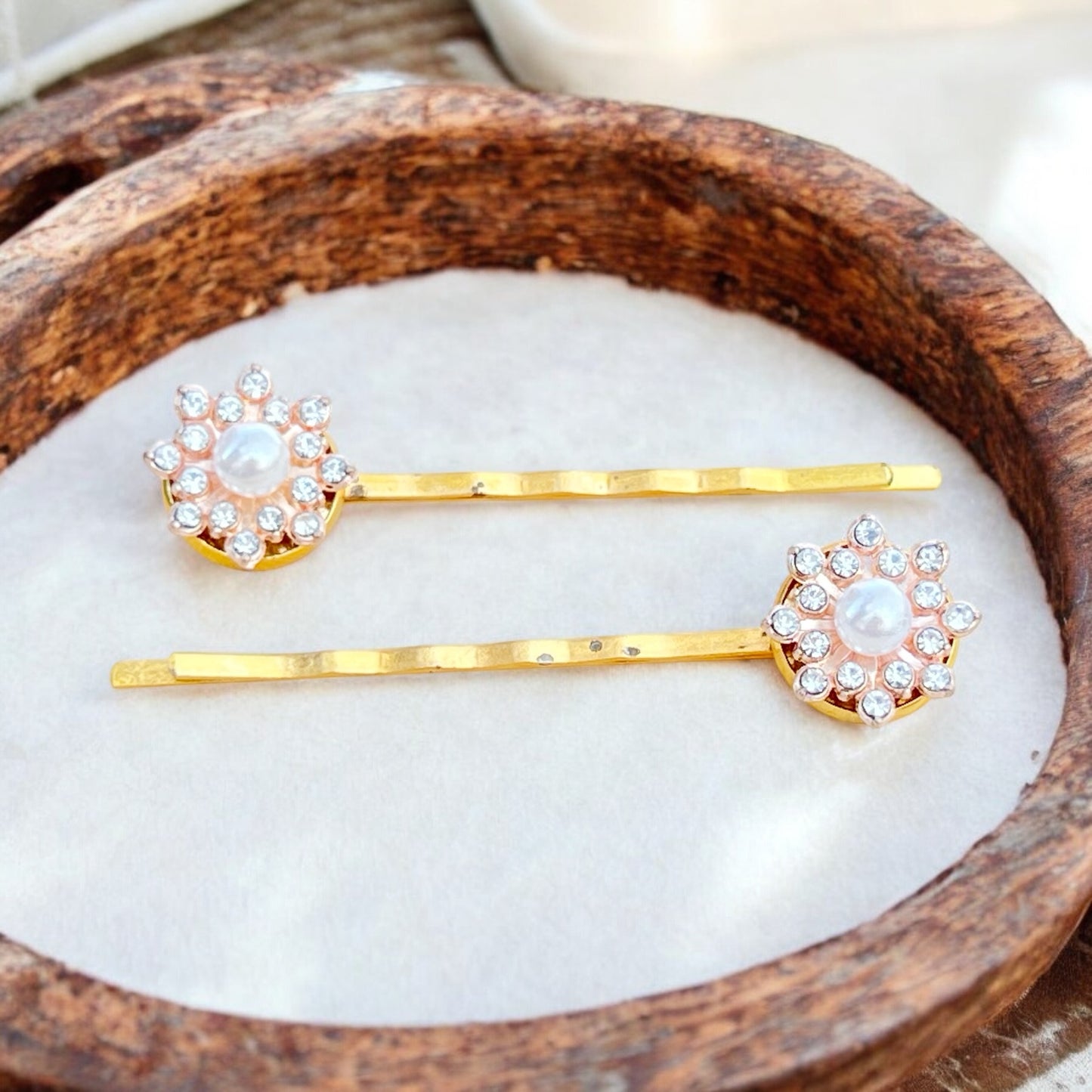 Gold Crystal Hair Pins – Set of 2 Vintage-Inspired Wedding Accessories