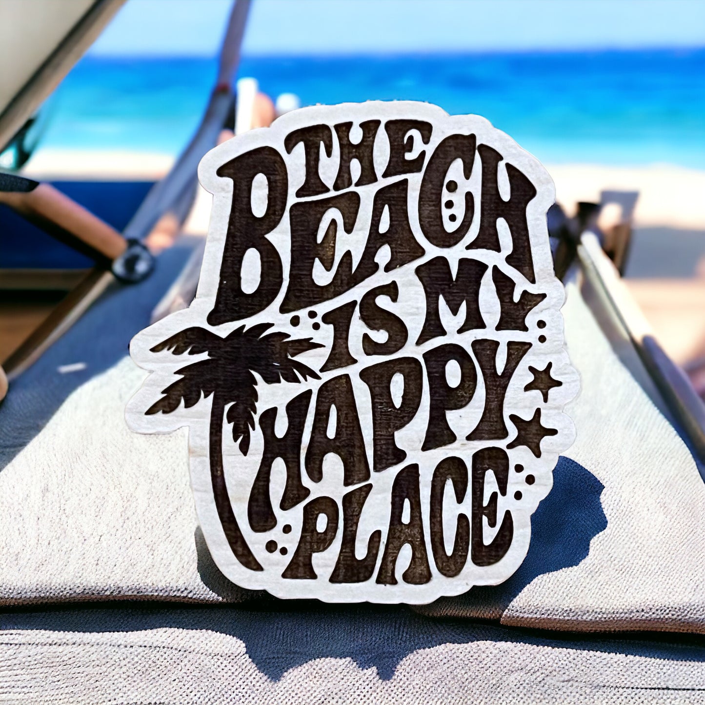 Beach Is My Happy Place Magnet – Coastal Wood Decor Gift
