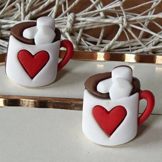 Hot Cocoa Heart Hair Pins – Cute Coffee Mug Bobby Pin Set for Women Be Grace Be Love Boutique