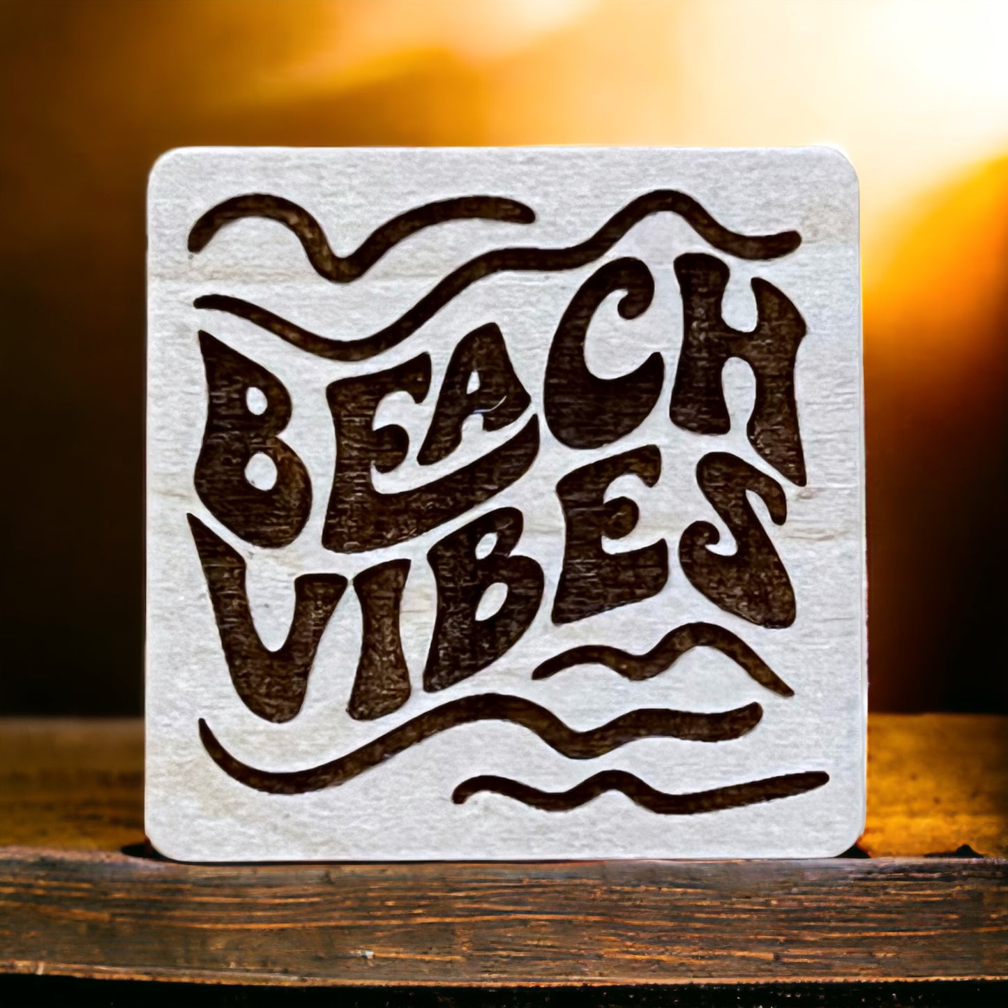 Beach Vibes Magnet – Coastal Boho Wood Decor for Summer Lovers