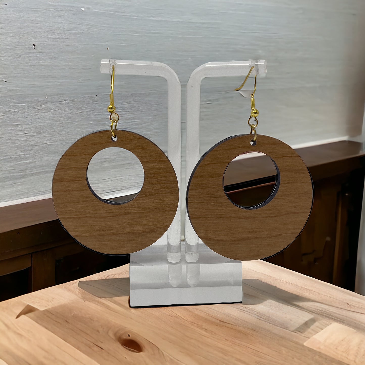 Apple & Books Wood Earrings – Boho Jewelry for Teachers
