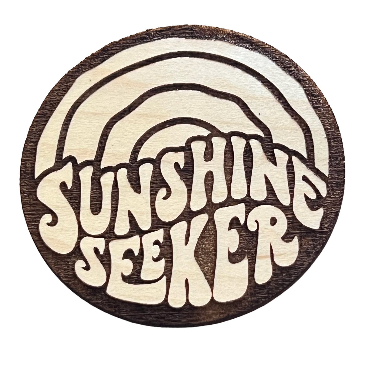 Sunshine Seeker Magnet – Boho Retro Wooden Magnet for Summer Lovers