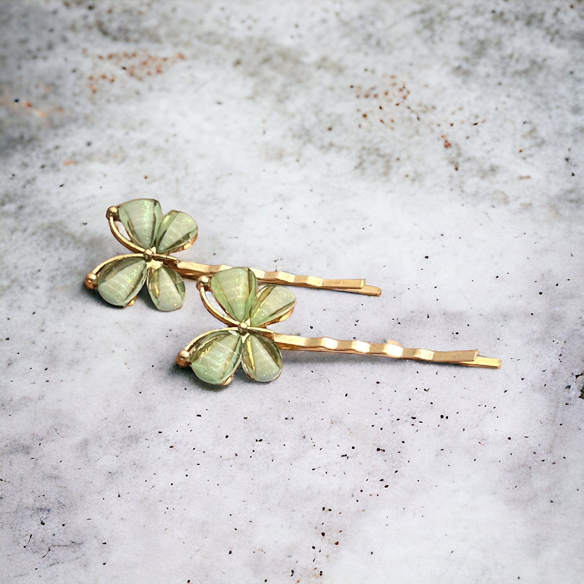 Green Butterfly Hair Pins – Set of 2 Boho Spring Accessories