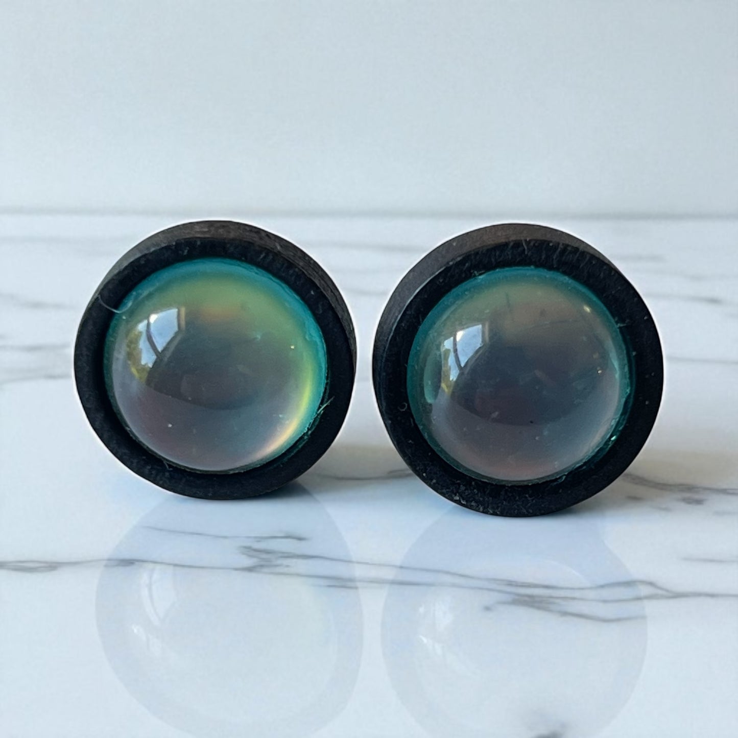 Iridescent Dome Stud Earrings – Bold Handmade Galaxy-Inspired Jewelry
