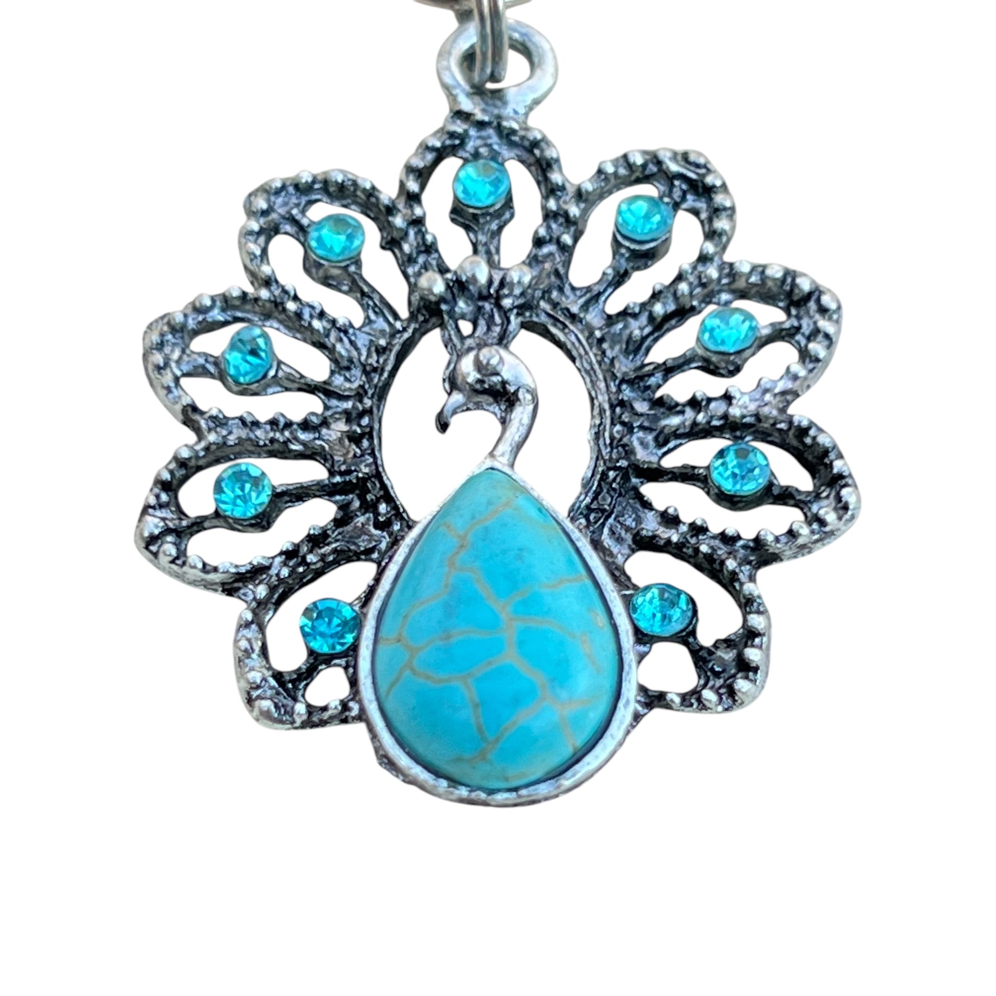 Turquoise Peacock Keychain – Handmade Boho Bag Charm
