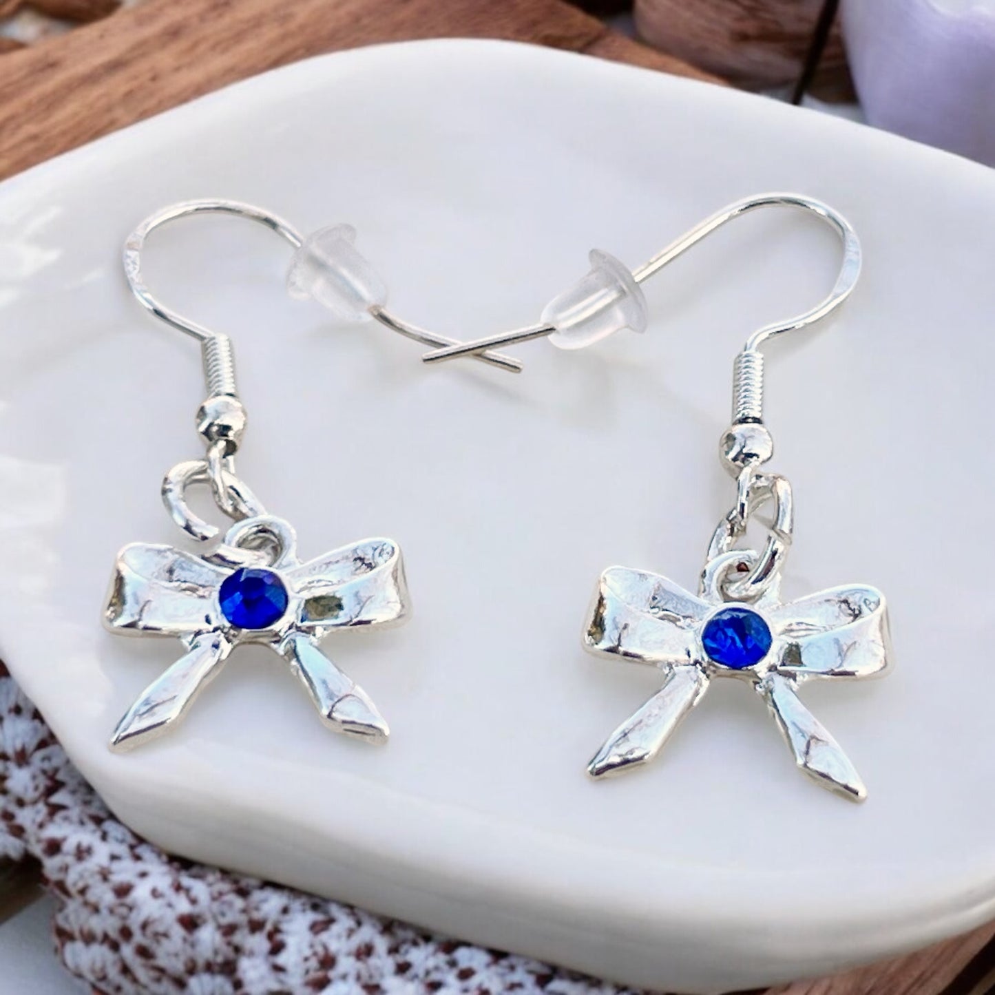 Silver Bow Earrings – Handmade Vintage-Inspired Dangles