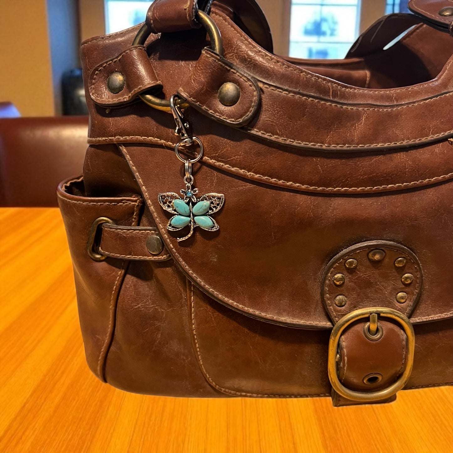 Turquoise Butterfly Keychain – Handmade Boho Bag Charm