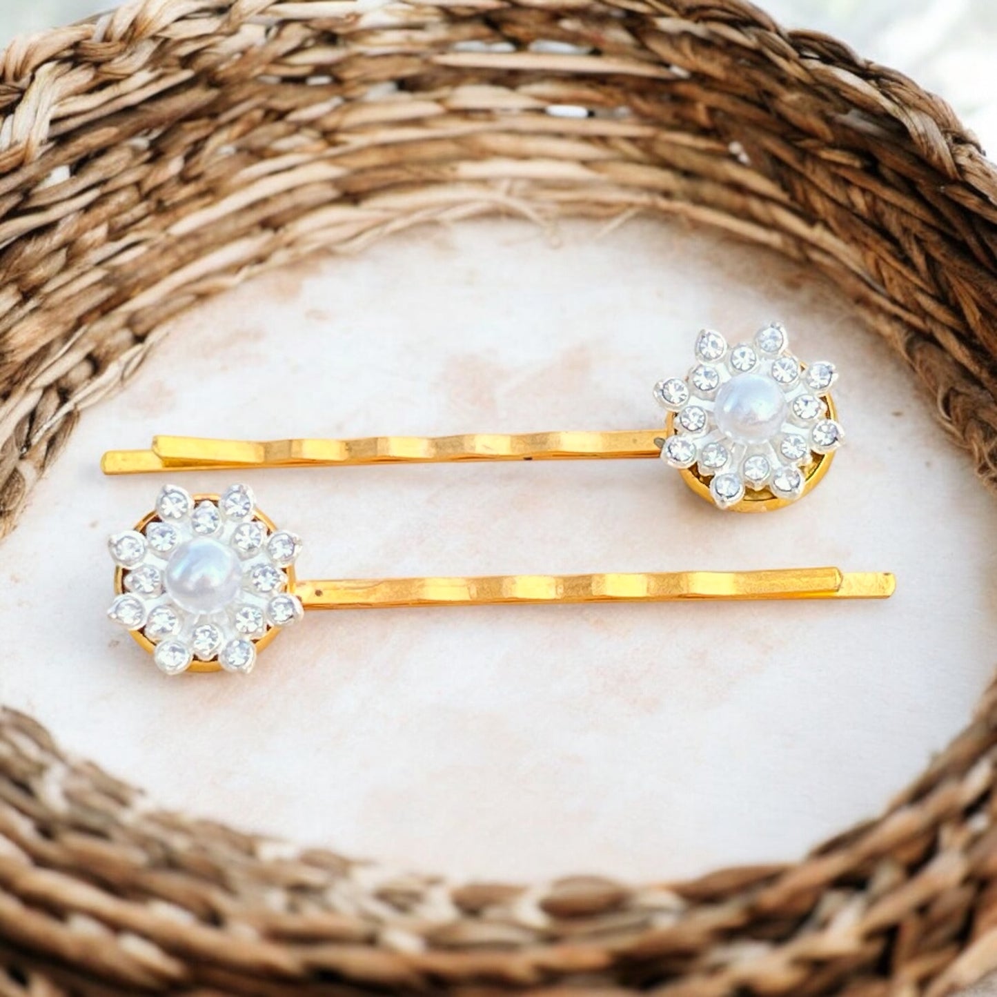 Gold Pearl Hair Pins – Set of 2 Handmade Bridal Accessories