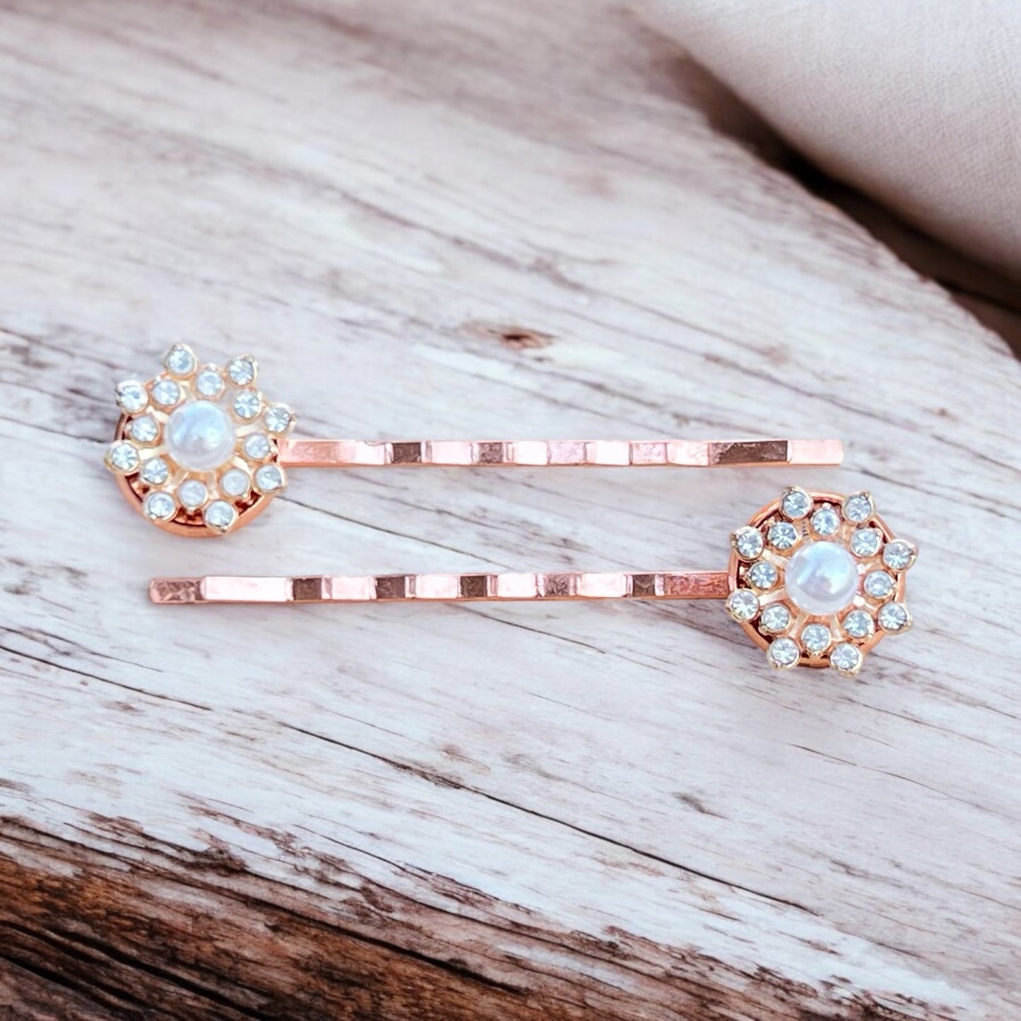 Rose Gold Bridal Hair Pins – Set of 2 Vintage-Inspired Accessories