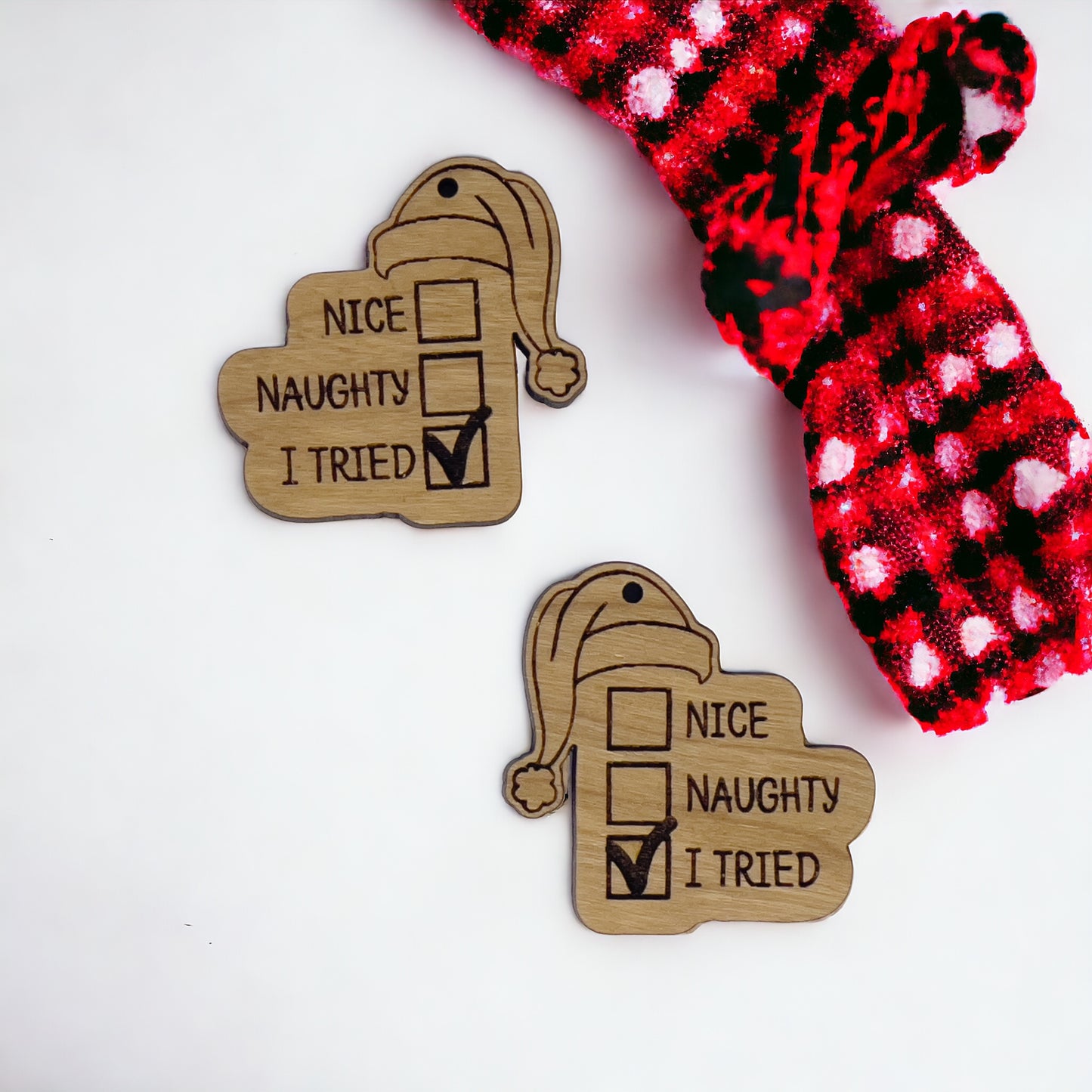Christmas Earring Blank, Wood Jewelry Findings, Wholesale Earring, Bulk Earring Parts, Finished Wood Dangle Earring, Santa Hat Earring Blank