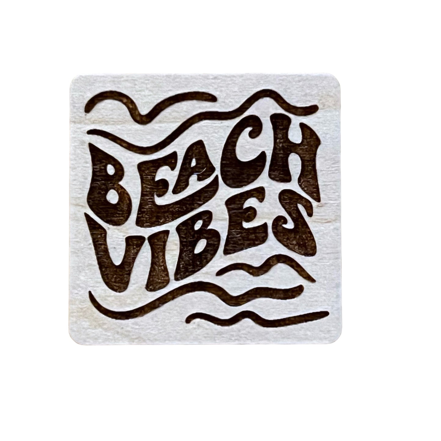 Beach Vibes Magnet – Coastal Boho Wood Decor for Summer Lovers