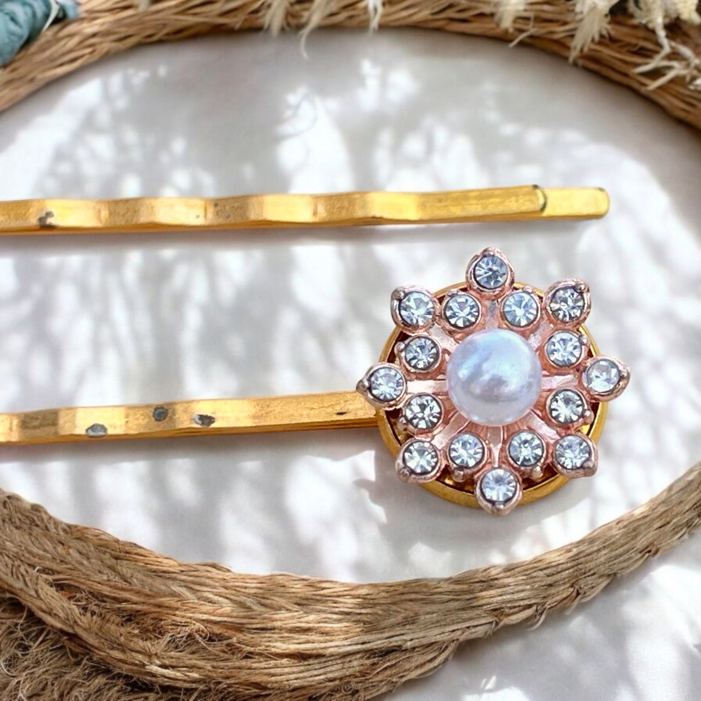 Gold Crystal Hair Pins – Set of 2 Vintage-Inspired Wedding Accessories