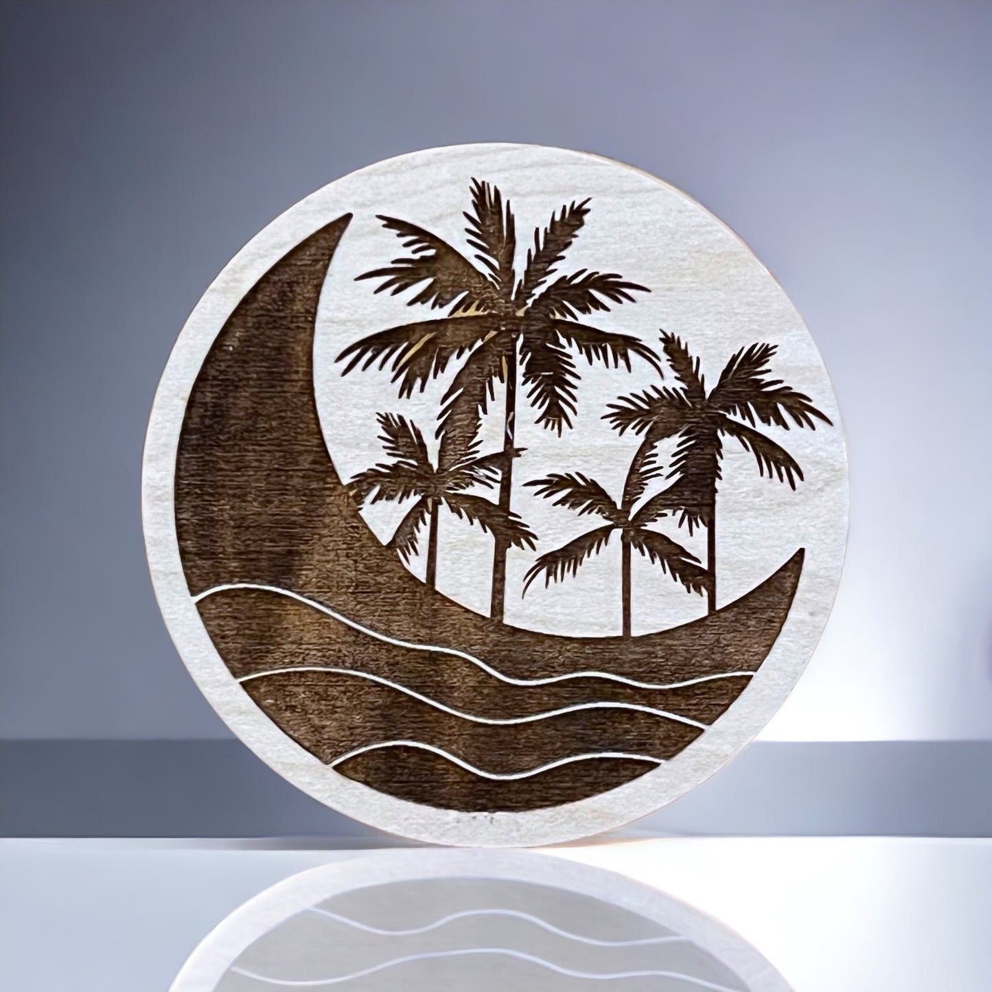 Tropical Moon Magnet – Coastal Beach Vibes Wood Decor