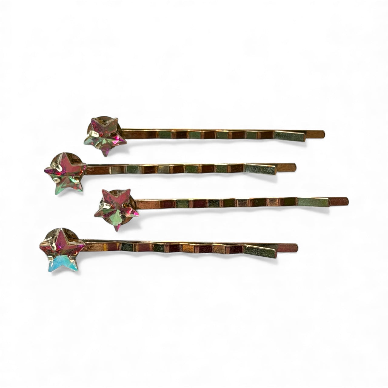 Iridescent Star Hair Pins for Women – Silver Celestial Bobby Pins