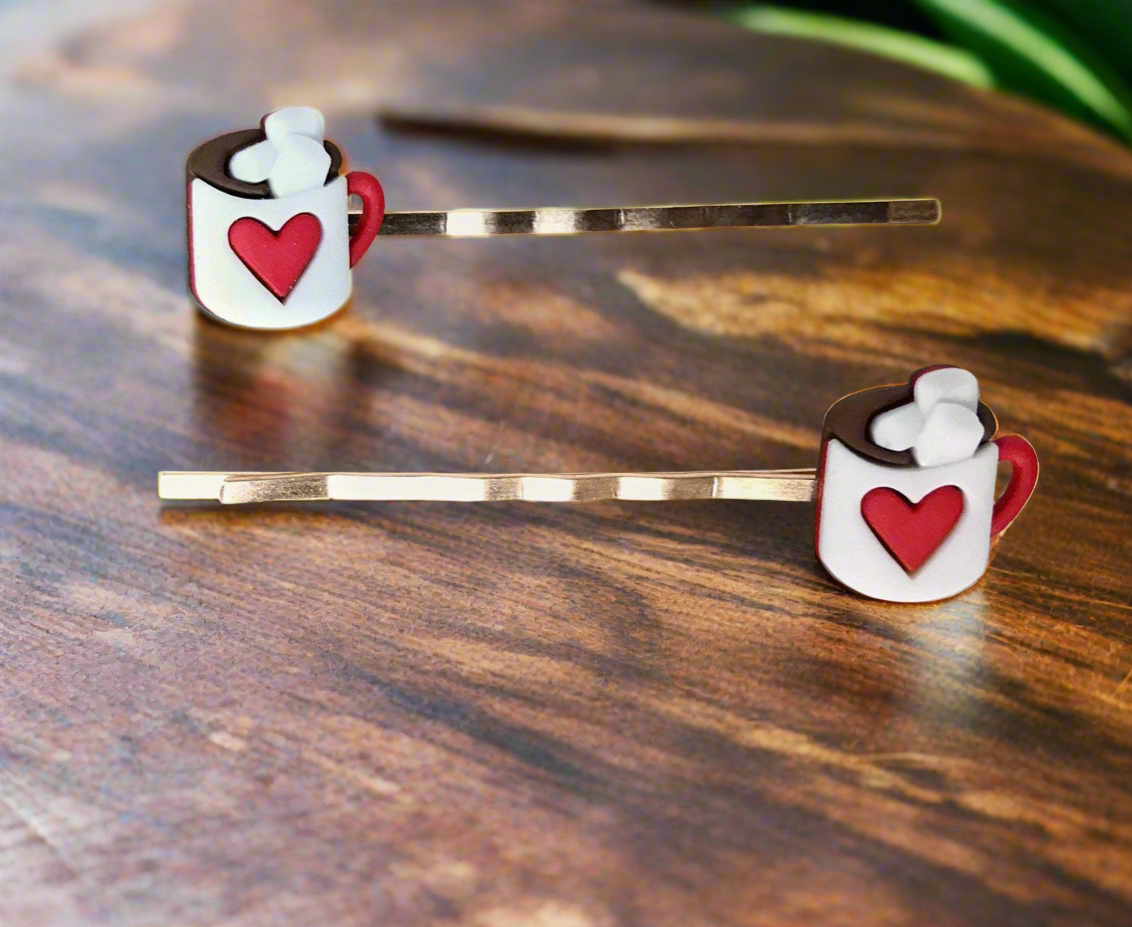 Hot Cocoa Bobby Pins - Festive Winter Hair Pins