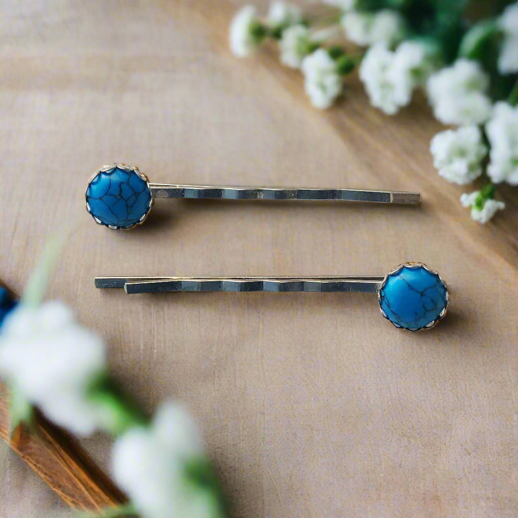 Turquoise Hair Pins - Western Cowgirl Decorative Bobby Pins