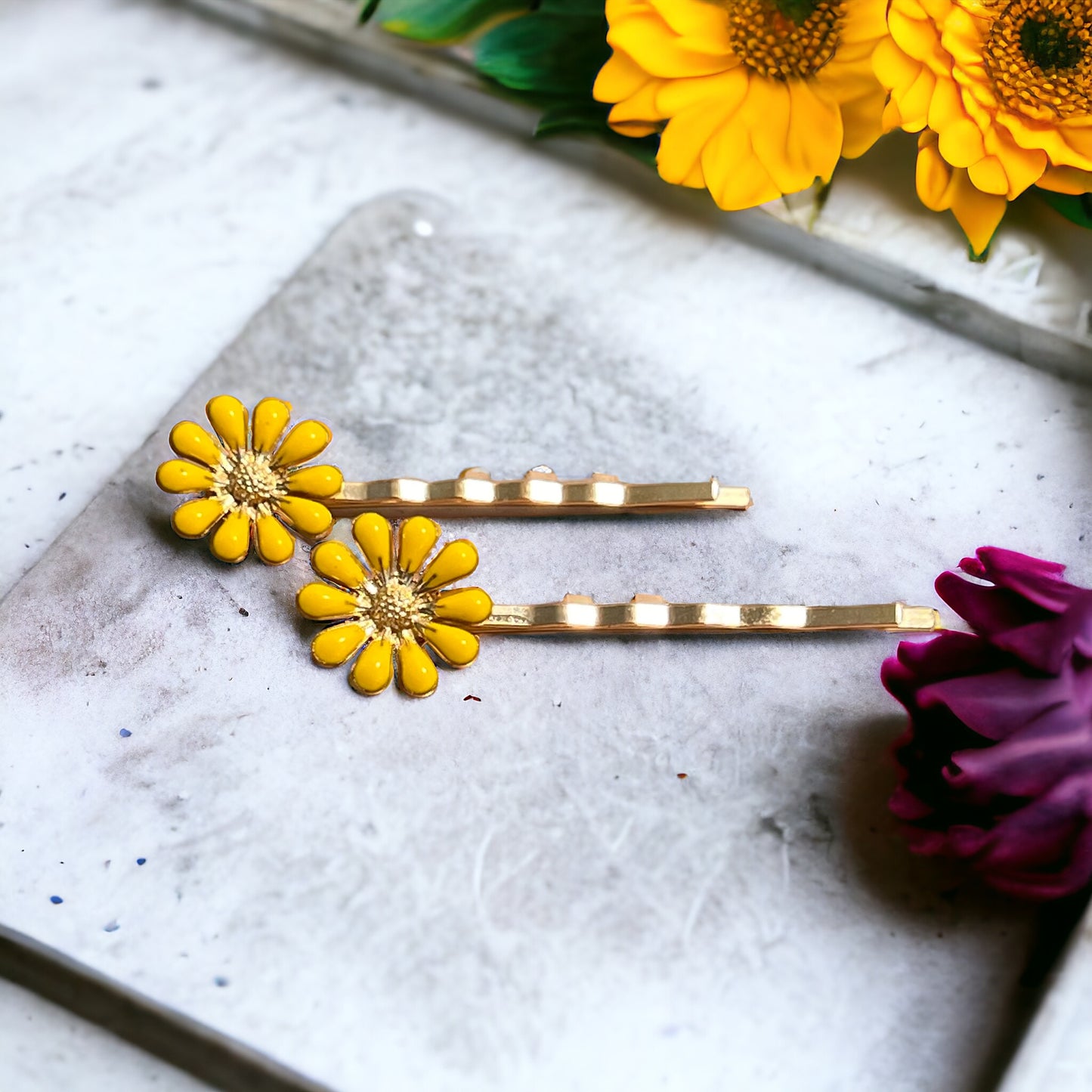 Yellow Wildflower Hair Pins – Set of 2 Cottagecore Accessories