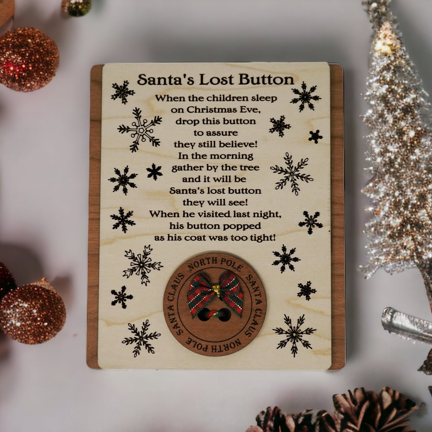 Santas Magical Lost Button, Custom Keepsake Family Gift, Kids Christmas Ornament, Present for Child from Santa, Xmas Traditions for Families
