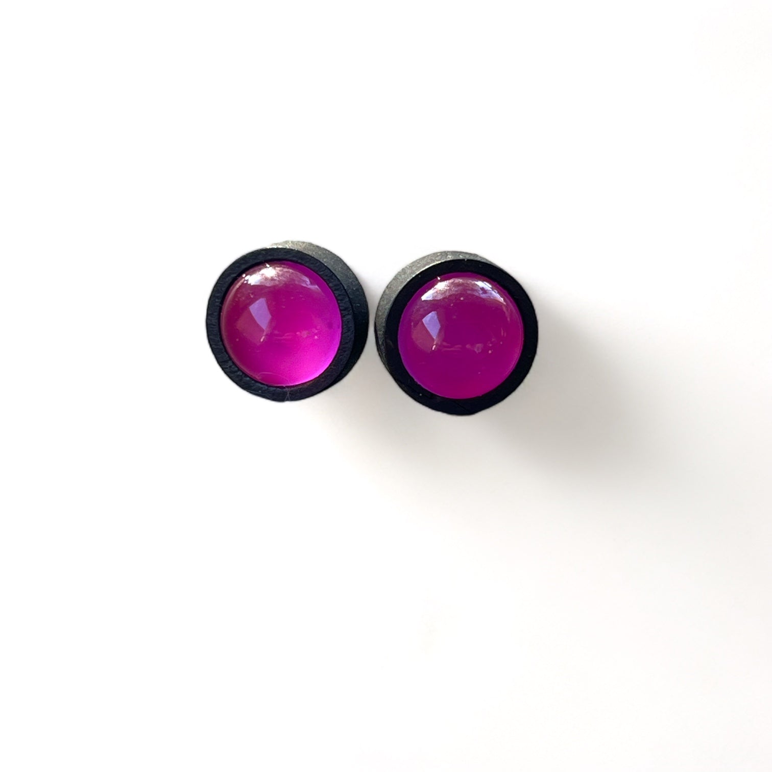 Amethyst Purple Stud Earrings – Handmade Wood & Resin Jewelry