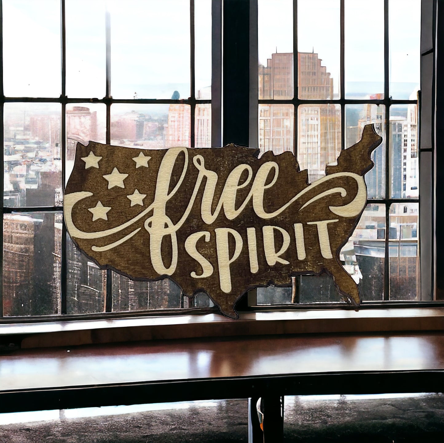Free Spirit USA Magnet – Rustic Boho Patriotic Wooden Decor