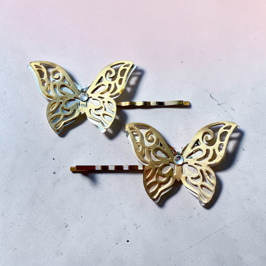 Filigree Butterfly Hair Pin Set – Gold & Silver Bobby Pins for Women Be Grace Be Love Boutique