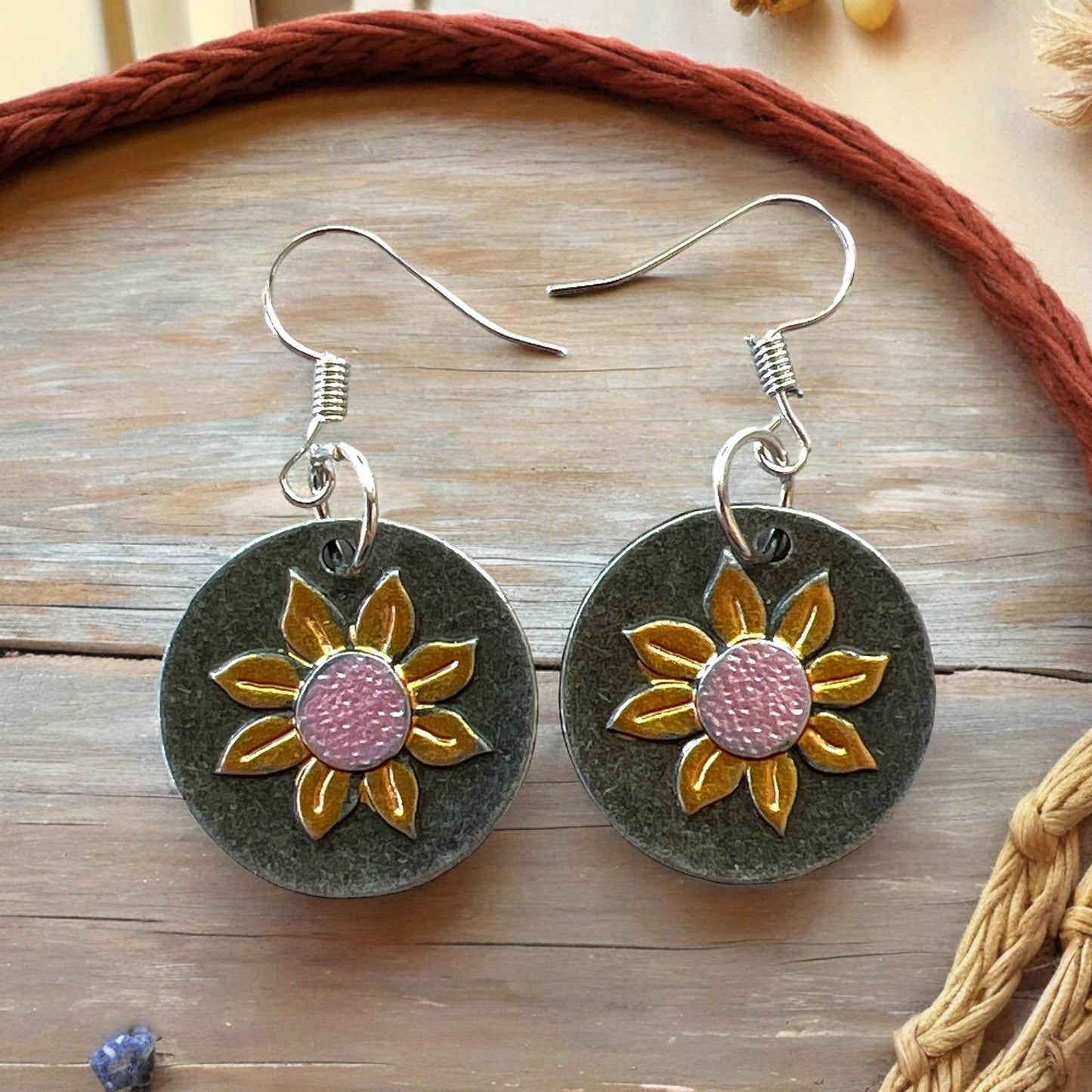Sunflower Silver Earrings – Nature-Inspired Jewelry