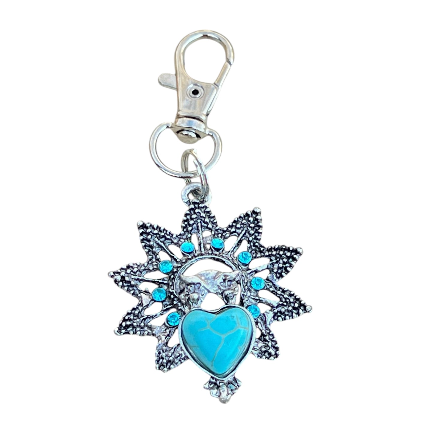 Turquoise Owl Keychain – Handmade Boho Bag Charm