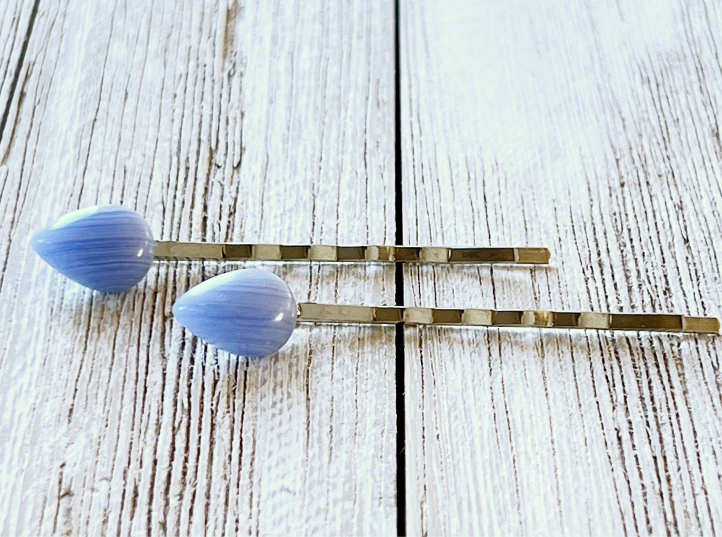 Blue Lace Agate Stone Hair Pins - Natural Hair Accessories
