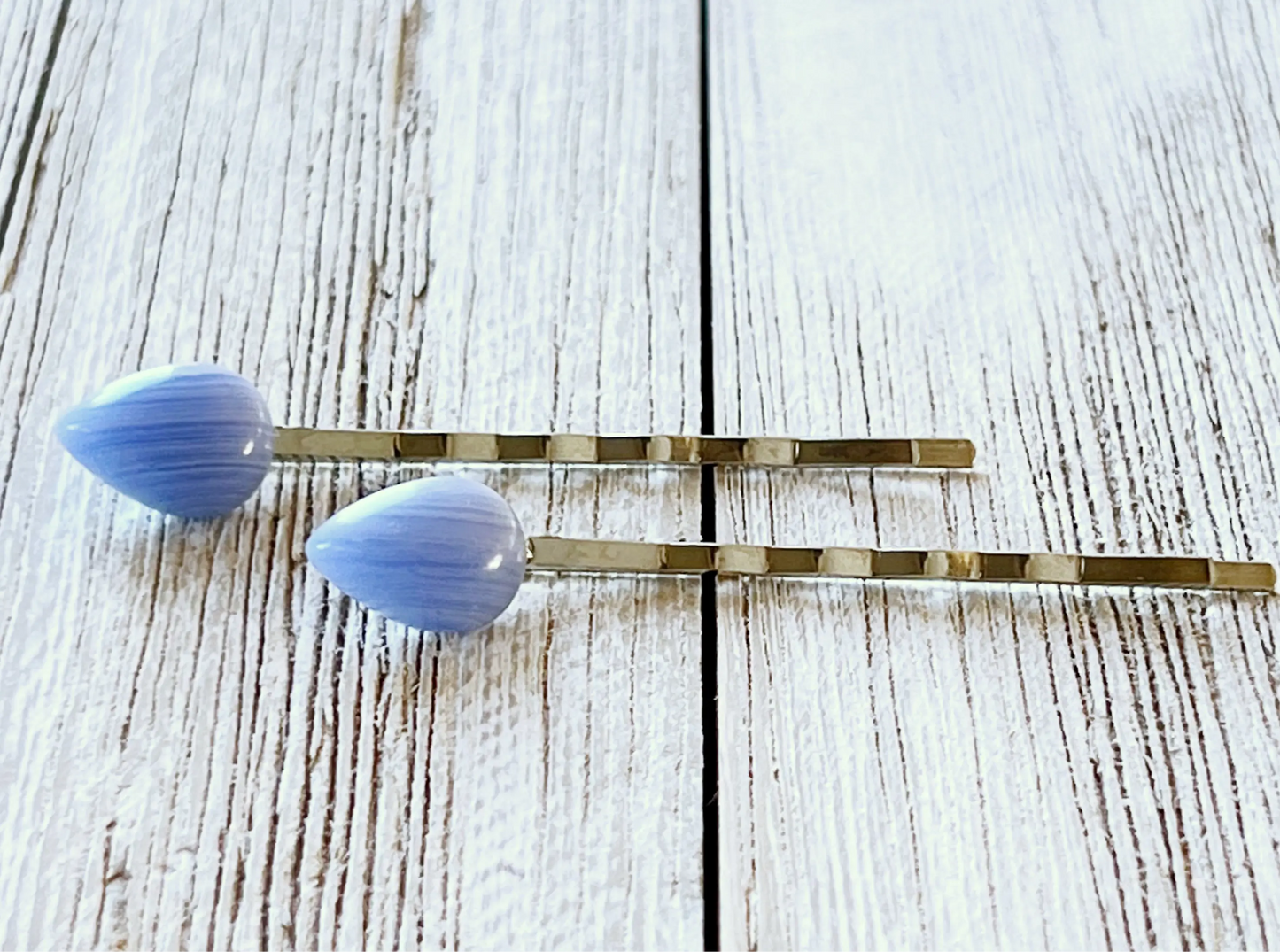 Blue Lace Agate Stone Hair Pins - Natural Hair Accessories Be Grace Be Love Boutique