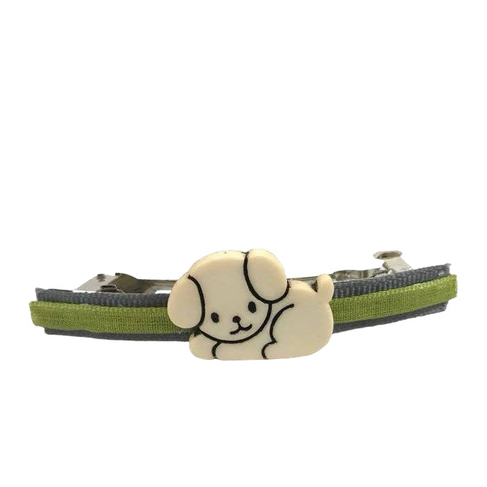 Green Hair Clip with Dog Embellishment - Cute & Playful Hair Accessory