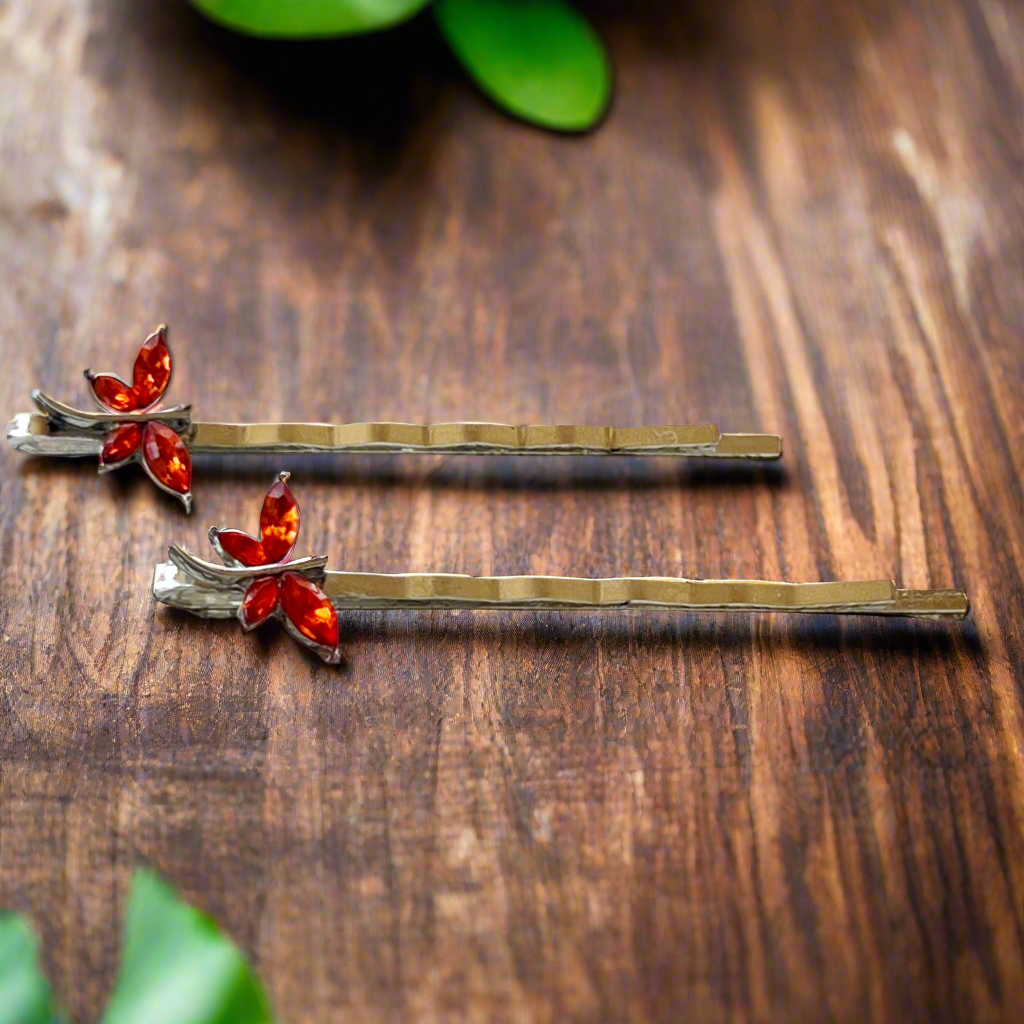 Orange Dragonfly Hair Pins - Whimsical Dragonfly Bobby Pins