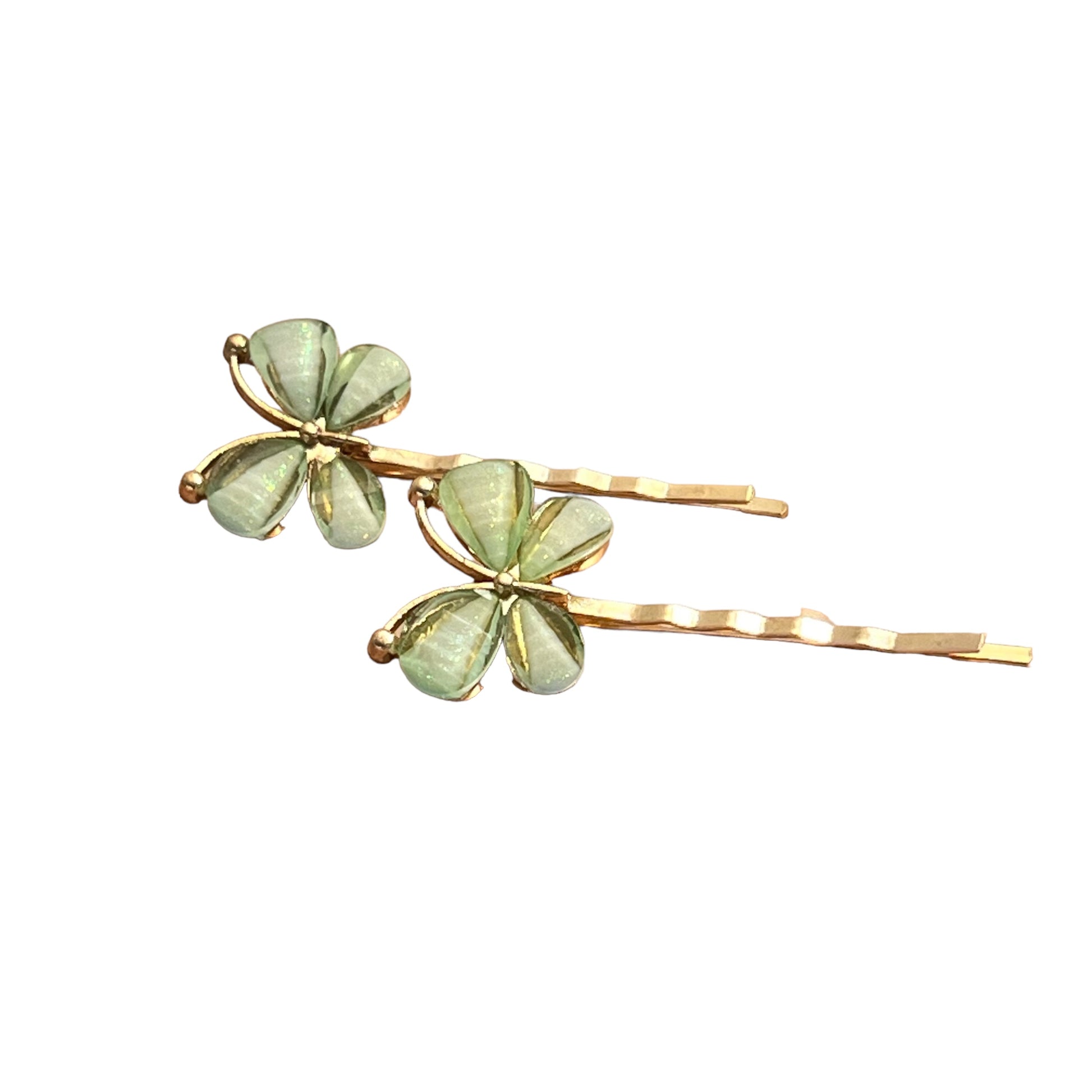 Green Butterfly Hair Pins – Set of 2 Boho Spring Accessories