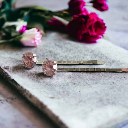Pink Round Rhinestone Silver Hair Pins: Sparkling Accessories for Chic Hairstyles