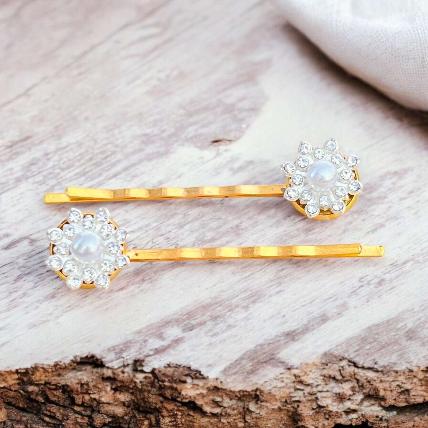 Gold Pearl Hair Pins – Set of 2 Handmade Bridal Accessories