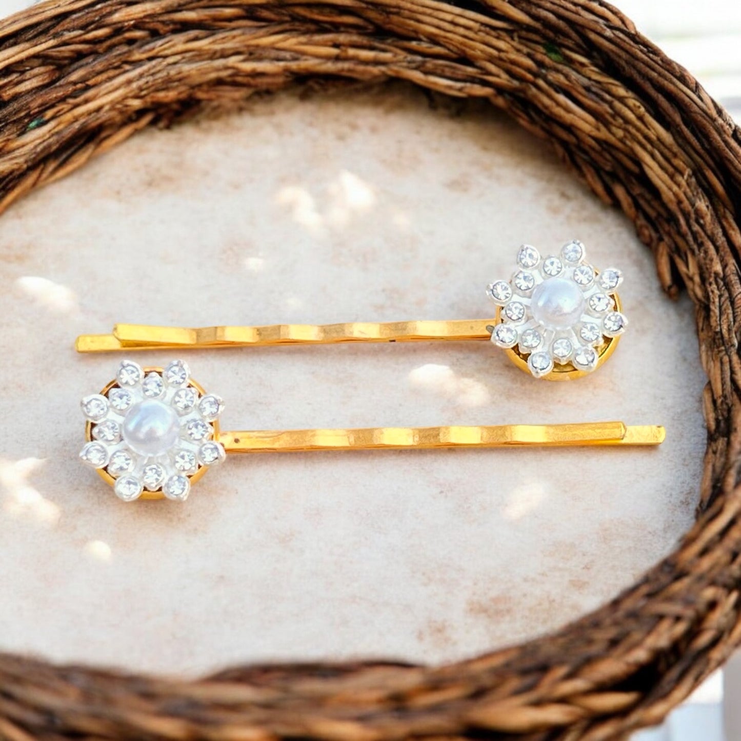 Gold Pearl Hair Pins – Set of 2 Handmade Bridal Accessories