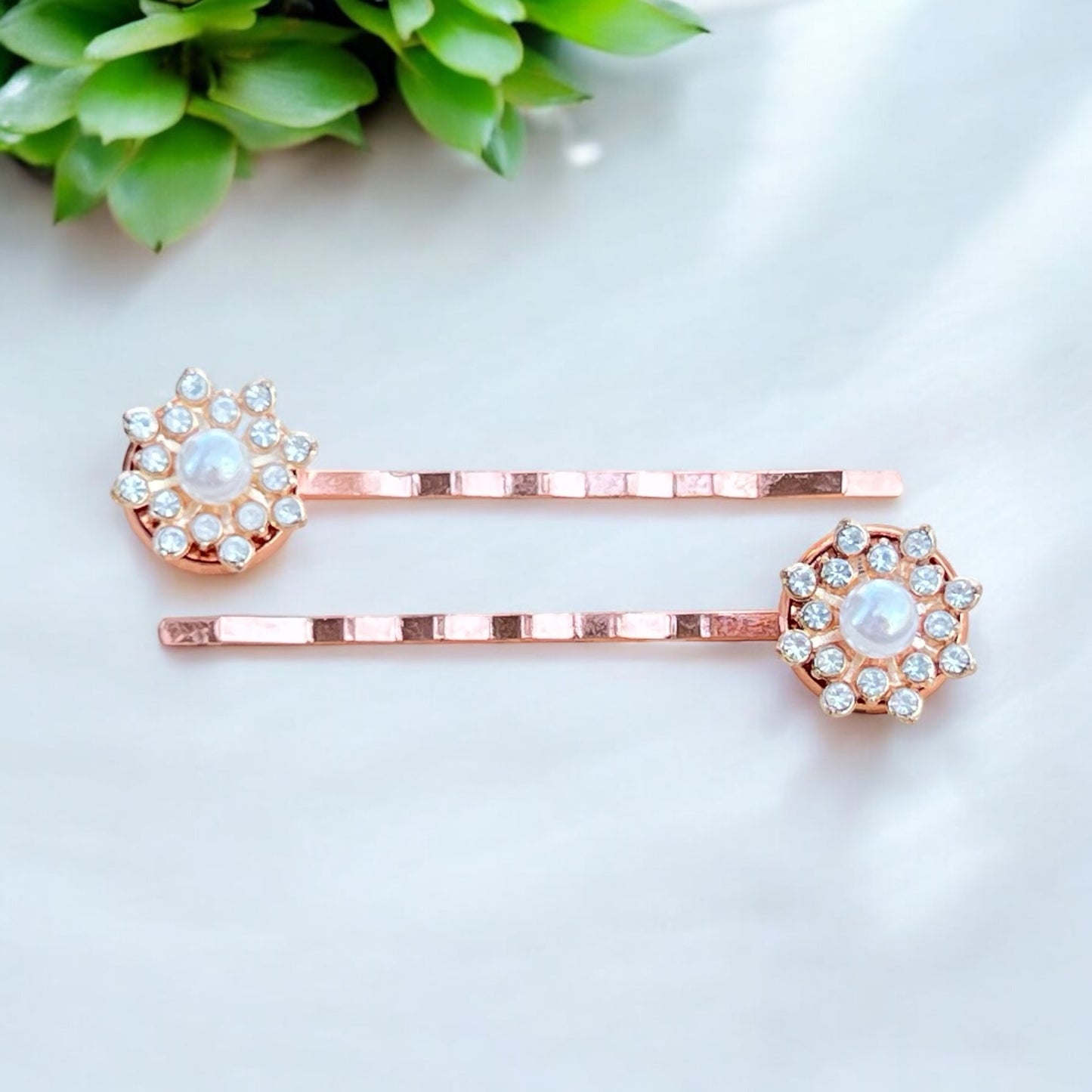 Rose Gold Bridal Hair Pins – Set of 2 Vintage-Inspired Accessories