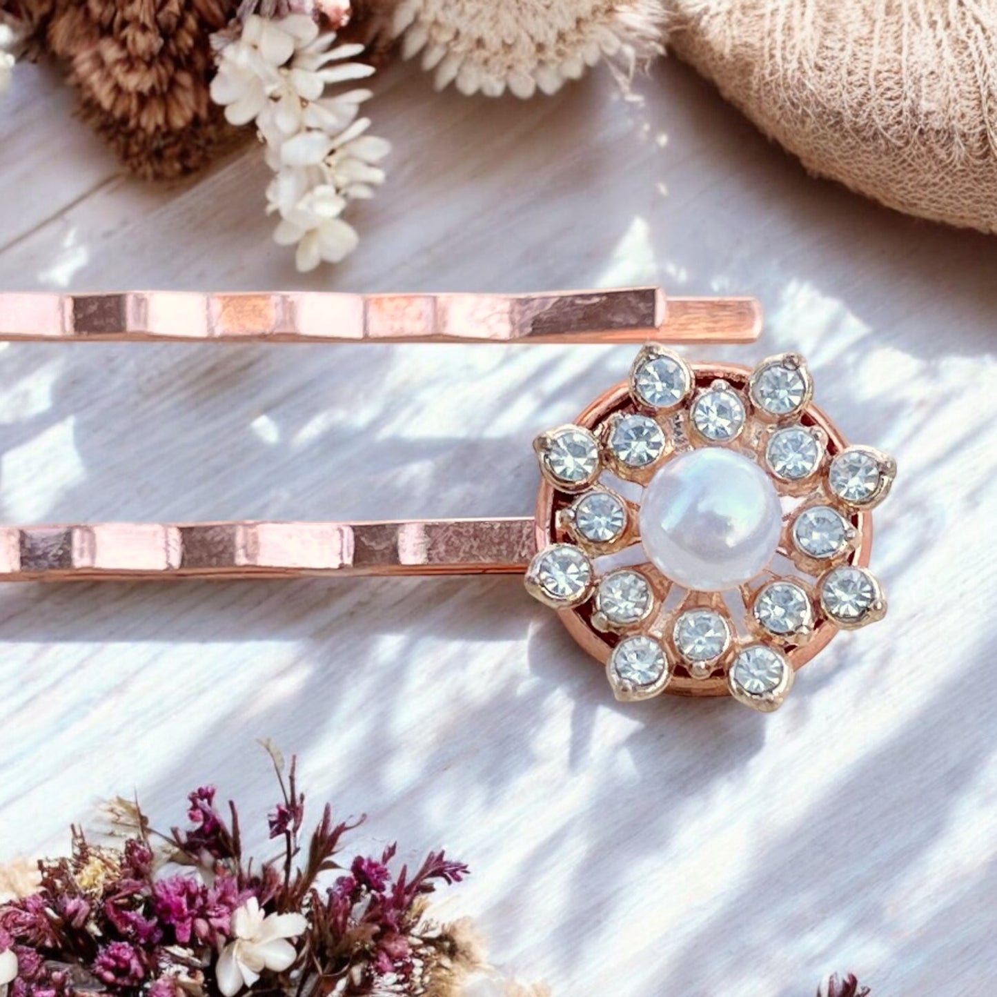 Rose Gold Bridal Hair Pins – Set of 2 Vintage-Inspired Accessories