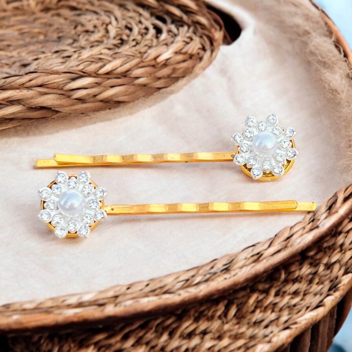 Gold Pearl Hair Pins – Set of 2 Handmade Bridal Accessories