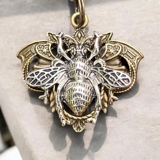 Gothic Bee Purse Keychain Charm - Steampunk Accessory Be Grace Be Love Boutique