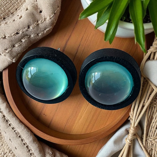 Iridescent Dome Stud Earrings – Bold Handmade Galaxy-Inspired Jewelry