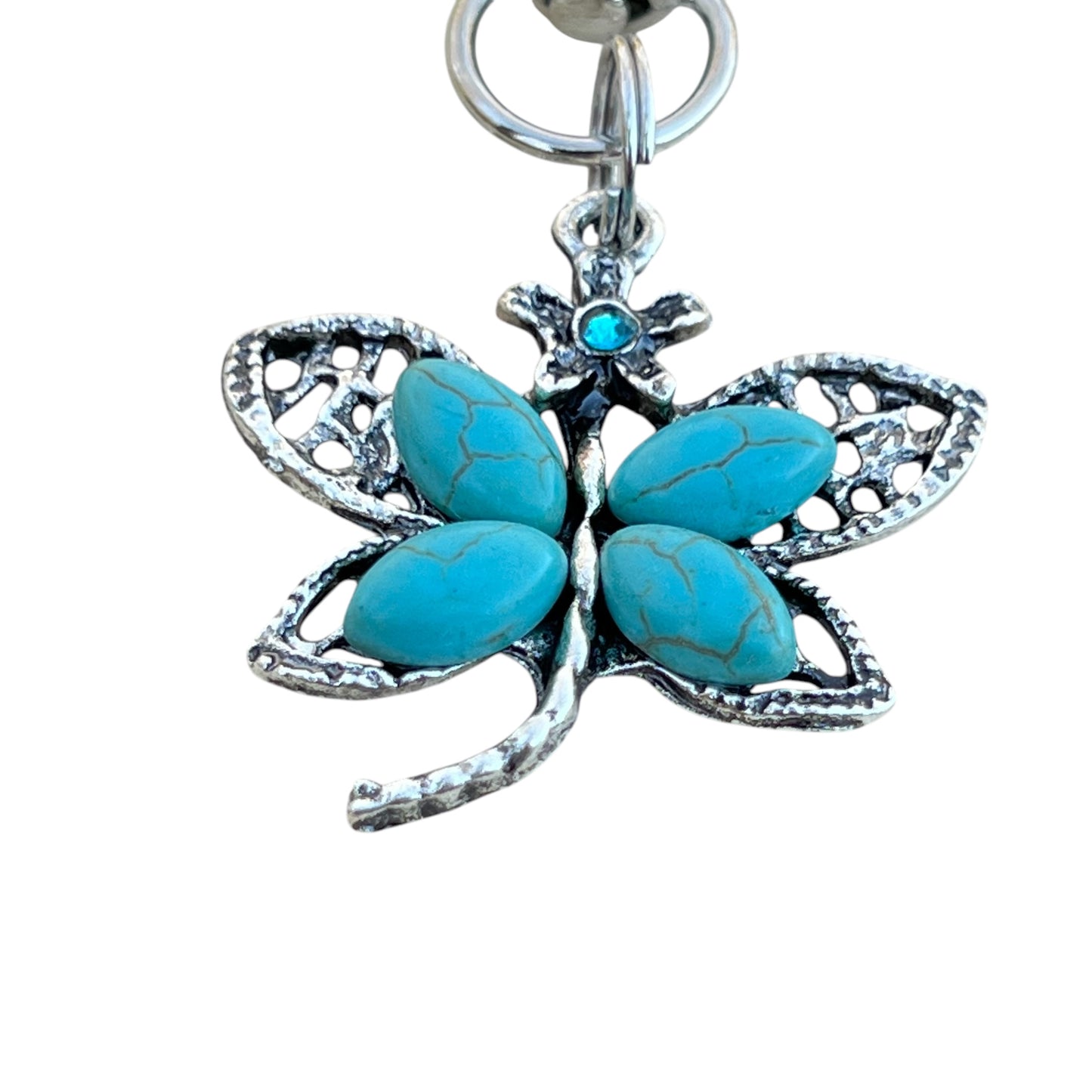 Turquoise Butterfly Keychain – Handmade Boho Bag Charm