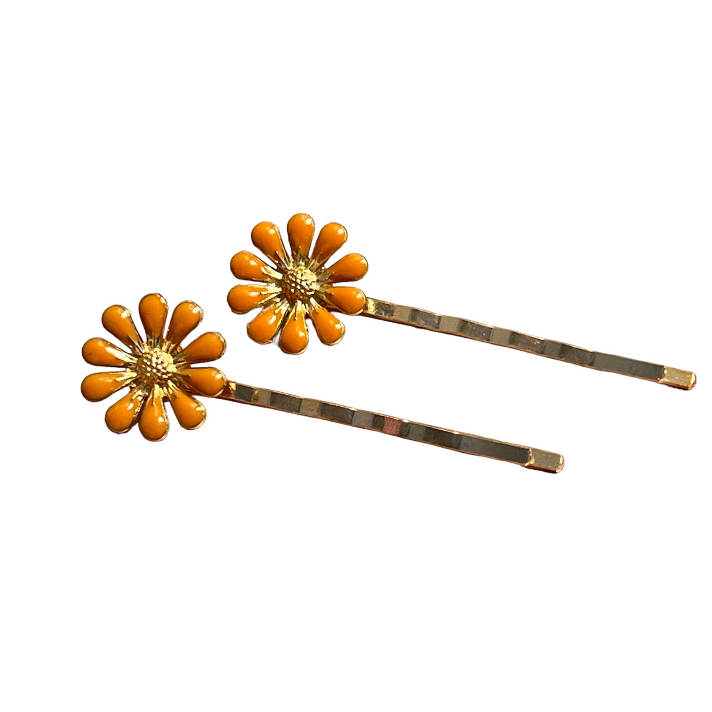 Orange Wildflower Hair Pins – Set of 2 Cottagecore Accessories