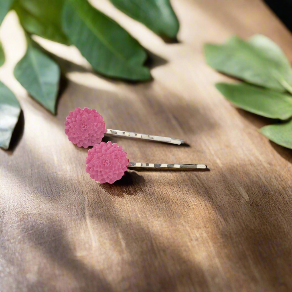 Fuchsia Floral Hair Pins- Boho Chic Bridal Hair Accessories
