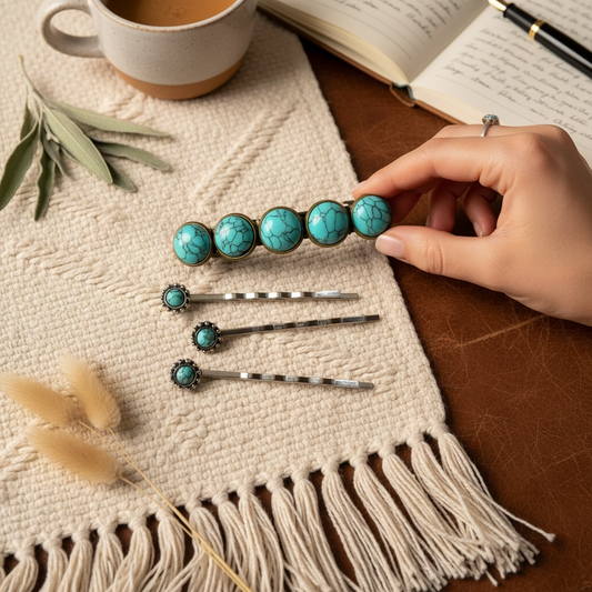 Western Hair Bestsellers Set – Turquoise Hair Pins & Barrettes