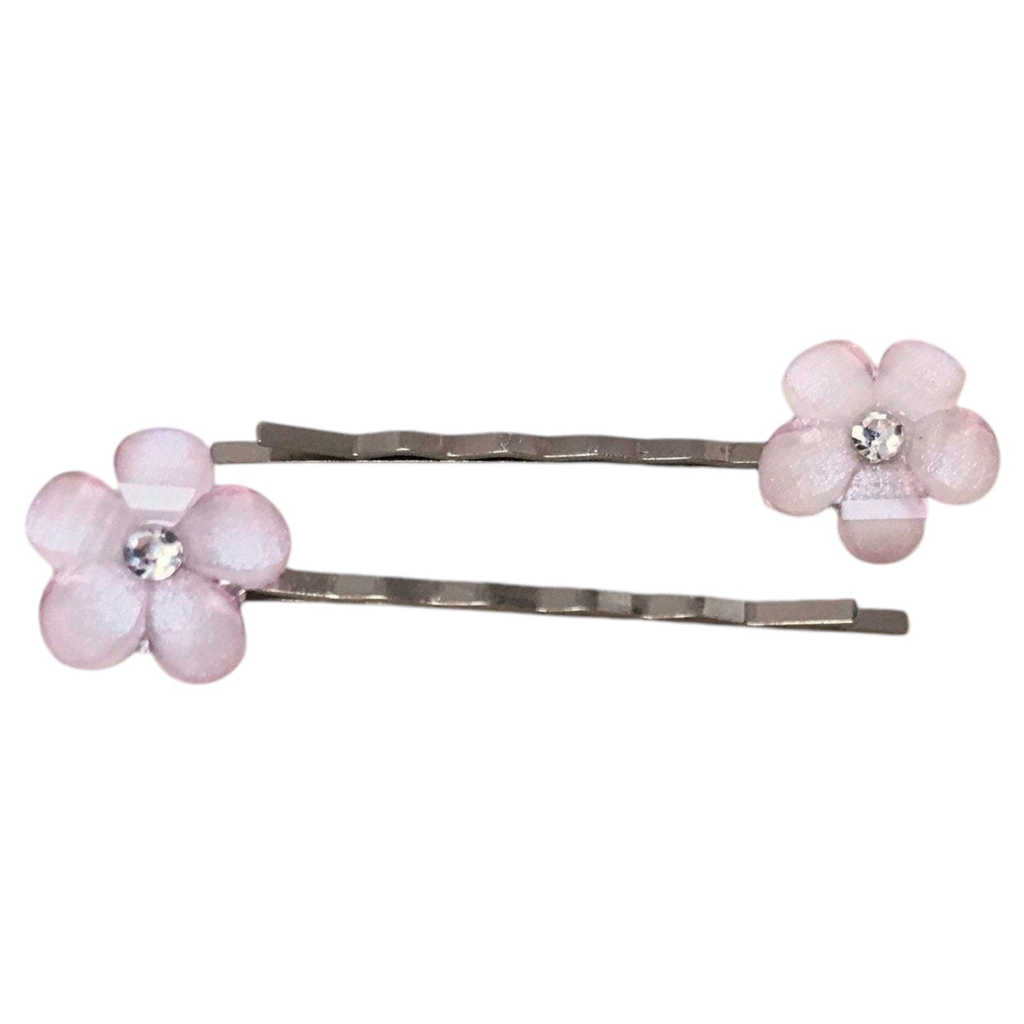 Pink Rhinestone Flower Hair Pins - Elegant Floral Accessories