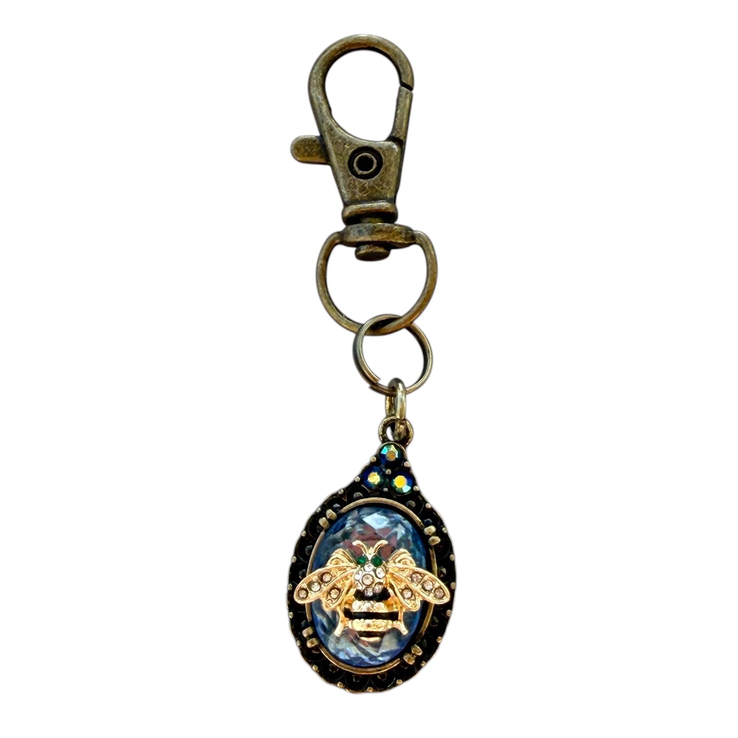 Bee Purse Charm – Blue Rhinestone Bee Keychain Charm