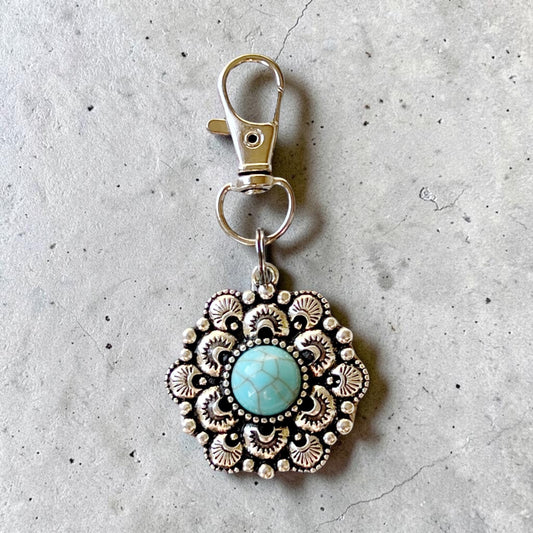 Turquoise Medallion Purse Charm – Boho Western Bag Accessory