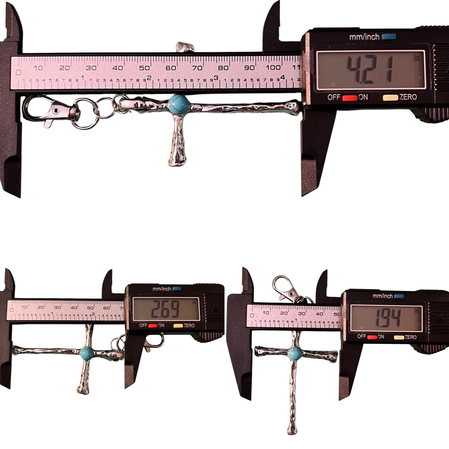 Turquoise Cross Purse Charm – Rustic Western Faith Accessory