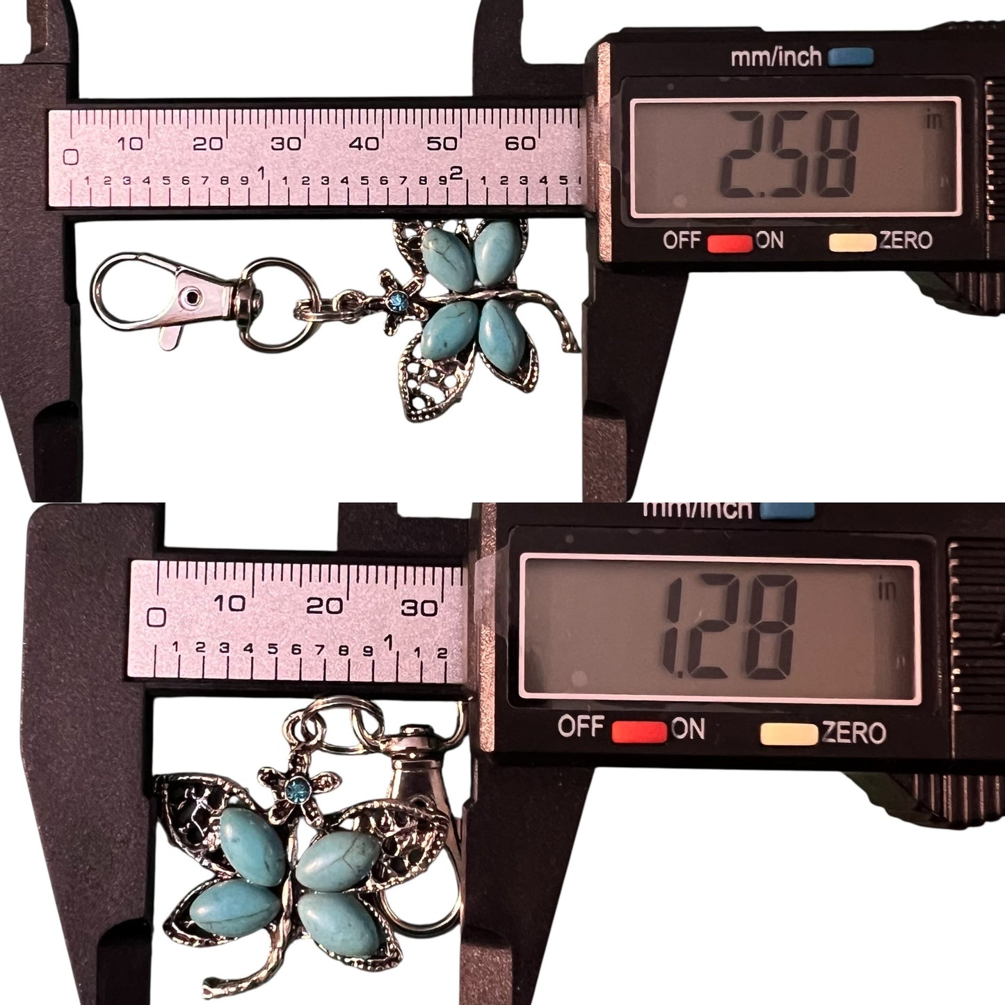 Turquoise Butterfly Keychain – Handmade Boho Bag Charm