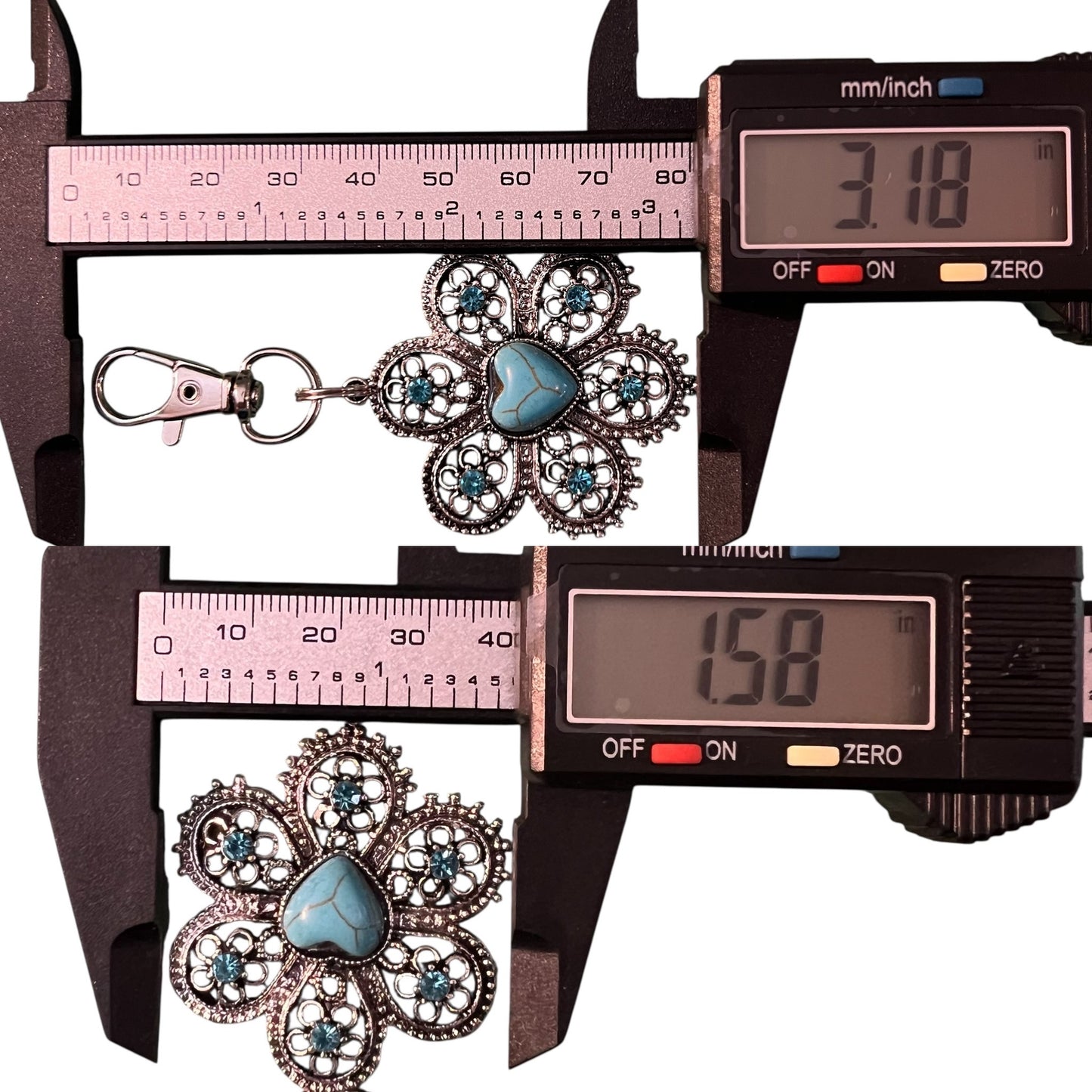 Turquoise Flower Keychain – Handmade Boho Bag Charm